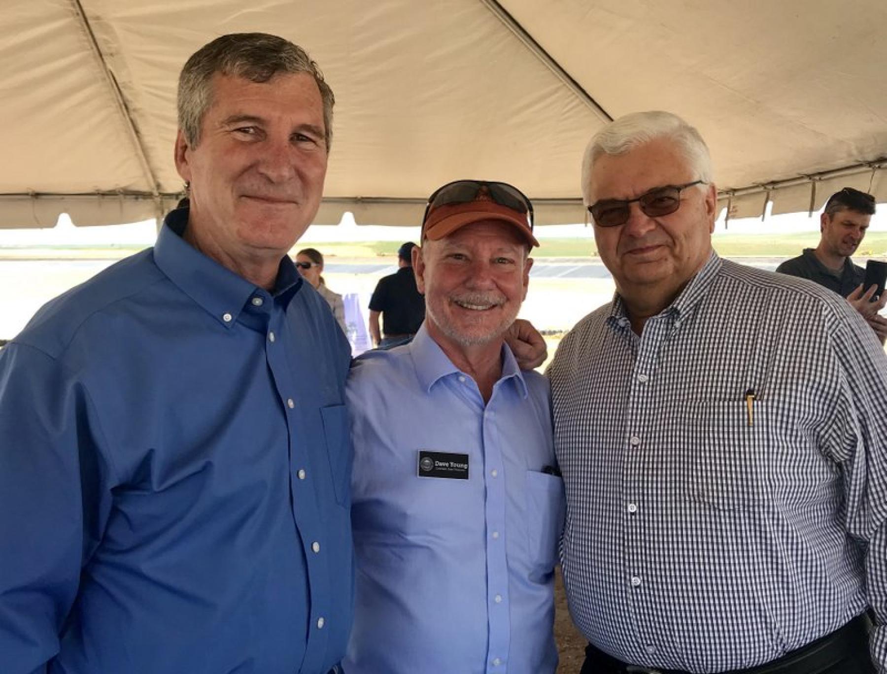 State Treasurer Dave Young, center, with Ron VonLembke and Bob Lembke.