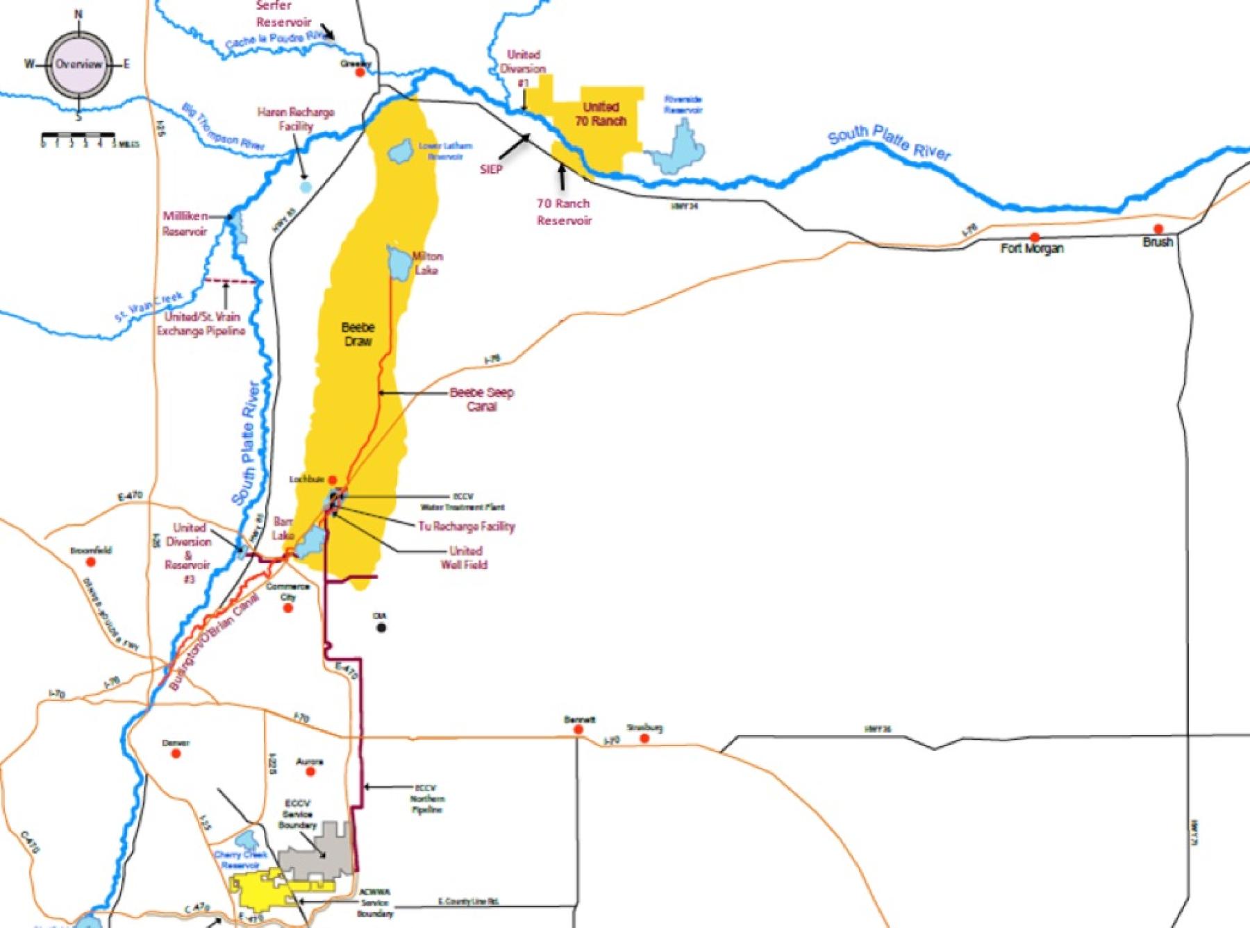 Overview map of United's infrastructure